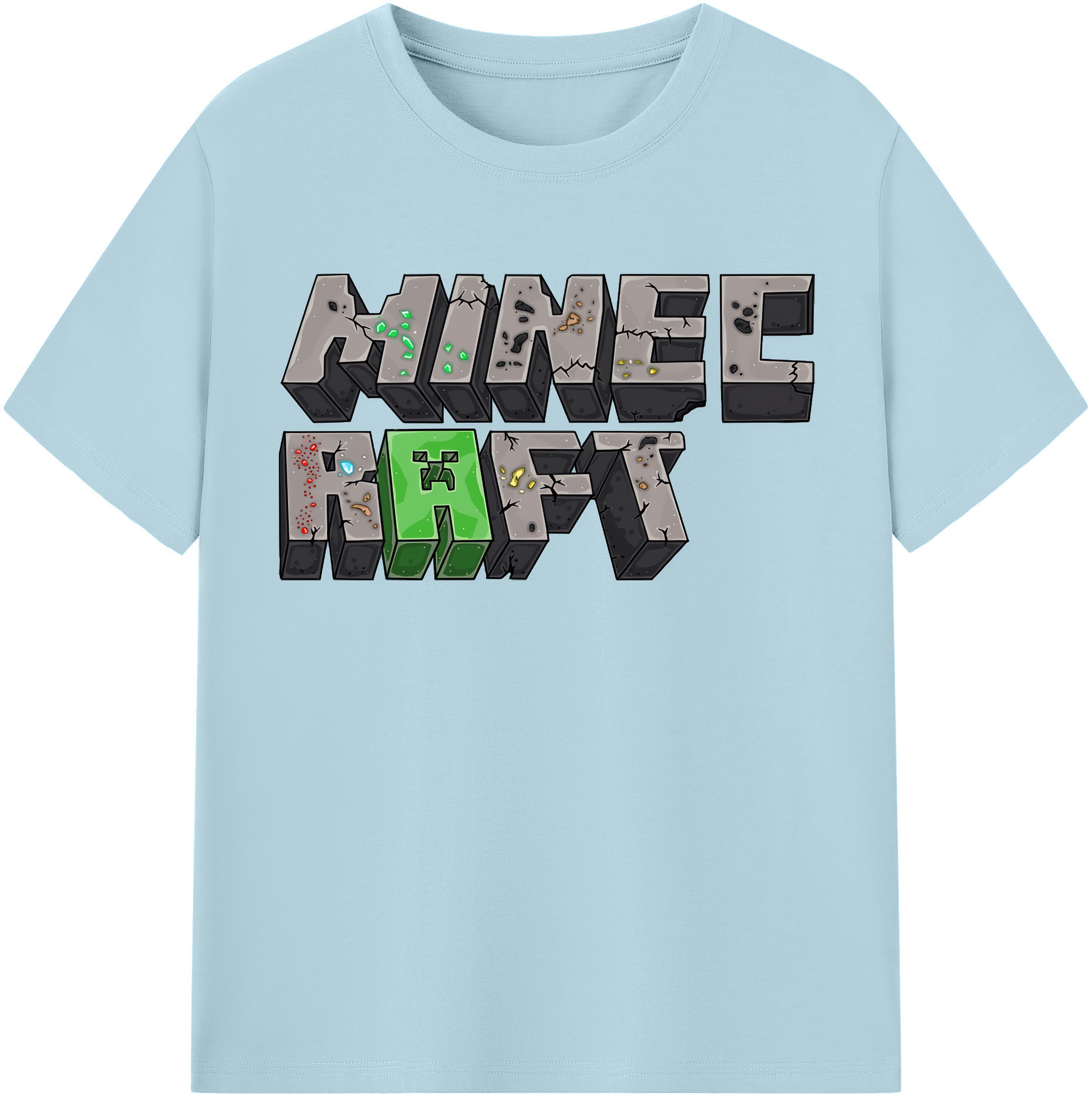 （画像用） マインクラフト ブロックの世界 Minecraft MC Block world 綿100％半袖Tシャツ（フロントプリント）
